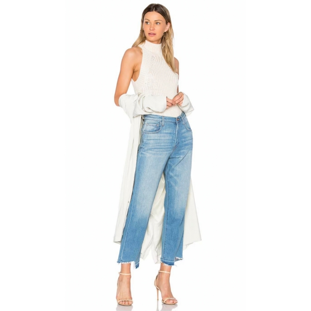 J Brand Ivy High Rise Crop Straight Leg Frayed Hem Jeans sz. 28 100% Cotton